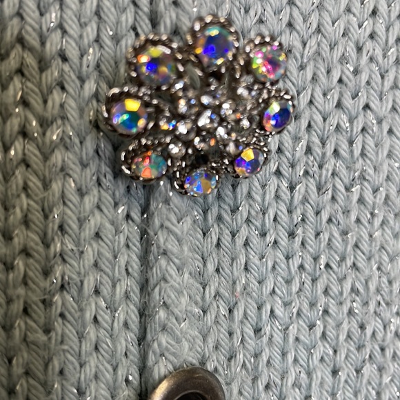 Soft Surroundings Nordic Nights Blue/Gray Metallic Silver Sweater - Picture 7 of 8